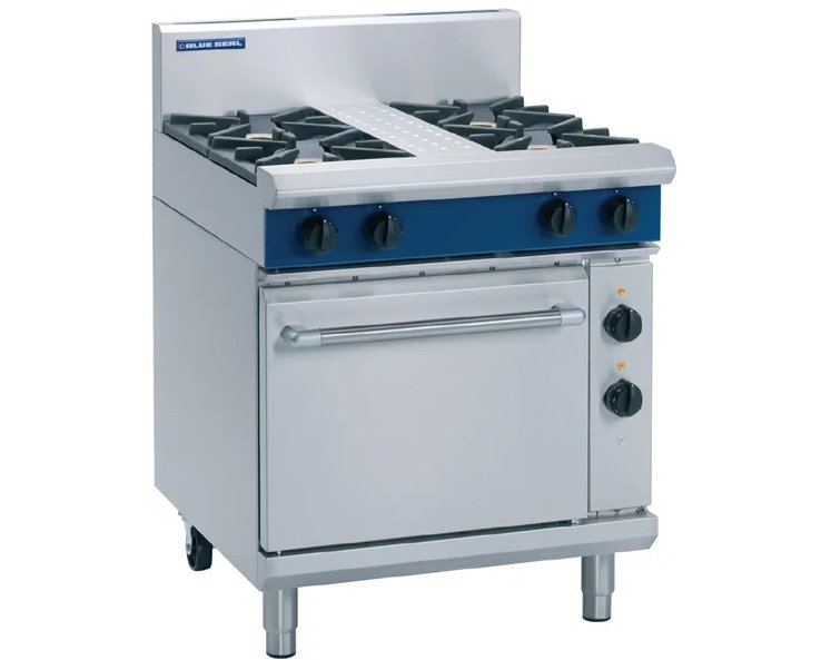 Blue Seal GE505D 4 Burner Gas Range Electric Static Oven W750mm